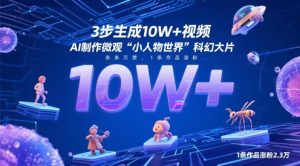 3步生成10W+视频，AI制作微观“小人物世界”科幻大片，条条万赞，1条作品涨粉2.3W-精品虚拟资源库