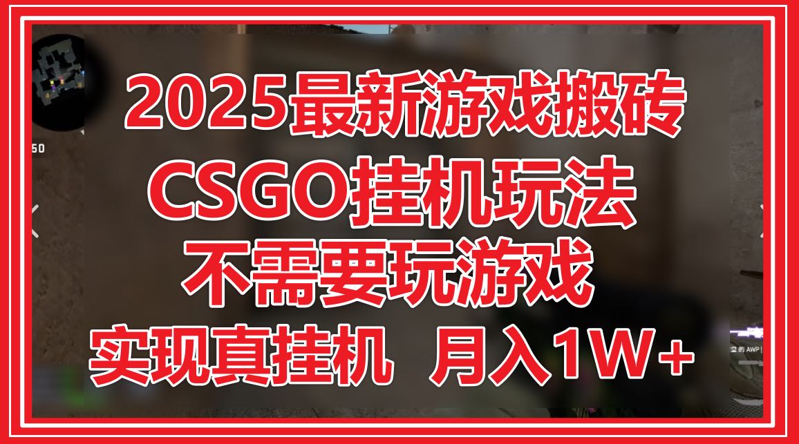 2025最新游戏搬砖，CSGO挂机，不需要玩游戏，实现真挂机，月入1W+-精品虚拟资源库