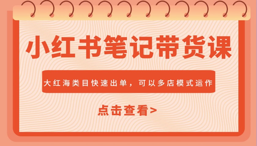 小红书笔记带货课，大红海类目快速出单，市场大，可以多店模式运作(更新)-精品虚拟资源库