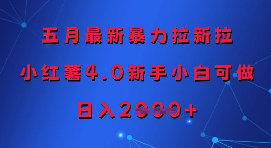 五月最新暴力拉新拉，小红薯4.0新手小白可做，日入多张-精品虚拟资源库