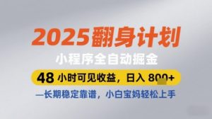 2025翻身计划小程序全自动掘金，48小时可见收益，日入多张+，长期稳定靠谱，小白宝妈轻松上手【揭秘】-精品虚拟资源库