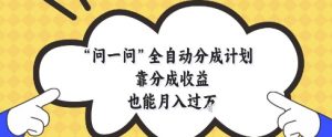 问一问全自动分成计划，靠分成收益也能月入过1W【揭秘】-精品虚拟资源库