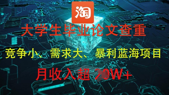 大学生毕业论文查重，暴利蓝海项目，月收入过1W+-精品虚拟资源库