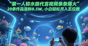 第一人称水族代言视频条条爆火，20条作品涨粉8.5W，小白轻松月入五位数-精品虚拟资源库