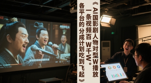 AI三国影视剧人物对口型唱歌玩法，一条视频百W千W播放，各平台的分成计划吃到飞起-精品虚拟资源库