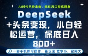 DeepSeek+头条变现,保姆级教学,小白轻松上手,日入8张+【揭秘】-精品虚拟资源库