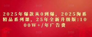 2025年爆款从0到爆,2025淘系精品系列课,25年全新升级版:1000W+1年广告费-精品虚拟资源库