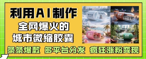 利用AI制作全网爆火的城市微缩胶囊，条条爆款， 多平台分发，疯狂涨粉变现-精品虚拟资源库