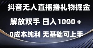 抖音无人直播撸礼物掘金,解放双手,日入1k,0成本纯利,无基础可上手【揭秘】-精品虚拟资源库