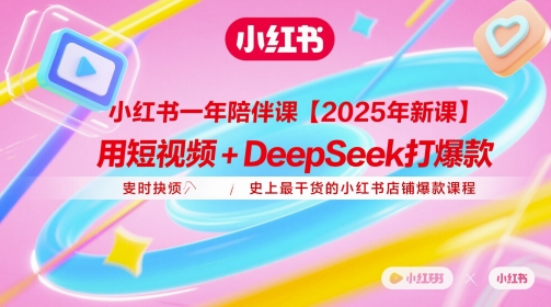 小红书一年陪伴课【2025年新课】，用短视频+deepSeek打爆款，史上最干货的小红书店铺爆款课程-精品虚拟资源库