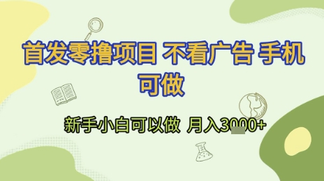 首发零撸项目 不看广告 手机可做 新手小白可以做  月入3k+【揭秘】-精品虚拟资源库