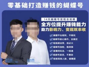 蝴蝶号专栏-视频号运营教程，零基础打造挣钱的蝴蝶号，14天蝴蝶号变现全攻略-精品虚拟资源库