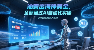油管出海挣美金，全部通过AI自动化实操，从0到1实现月入过W-精品虚拟资源库