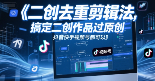 短视频二创去重剪辑法，搞定二创作品过原创，抖音快手视频号都可以-精品虚拟资源库