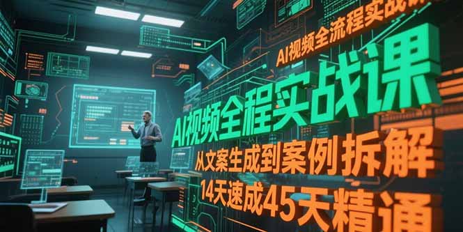 AI视频全流程实战课，从文案生成到案例拆解，14天速成45天精通-精品虚拟资源库