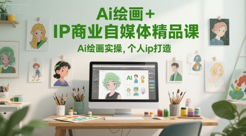 Ai绘画+IP商业自媒体精品课，Ai绘画实操，个人ip打造-精品虚拟资源库
