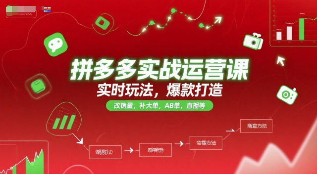 拼多多实战运营课，实时玩法，爆款打造，改销量，补大单，AB单，直播等(更新2025月)-精品虚拟资源库