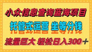 稳定日入300＋，小众信息查询蓝海项目，全程懒人式托管，解放你的时间-精品虚拟资源库