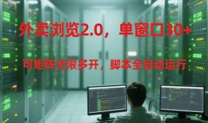 外卖浏览2.0，单窗口30+可矩阵无限多开，脚本全自动运行【揭秘】-精品虚拟资源库