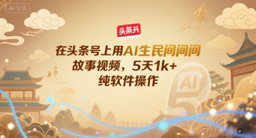在头条号上用AI生民间故事视频，5天1k+，纯软件操作-精品虚拟资源库