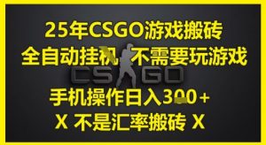 25年CSGO游戏搬砖，全自动运行，不需要玩游戏，手机操作日入3张(不是汇率搬砖)【揭秘】-精品虚拟资源库