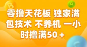 零撸天花板，独家满包技术，不用养机，一小时撸满50+，收益稳定【揭秘】-精品虚拟资源库