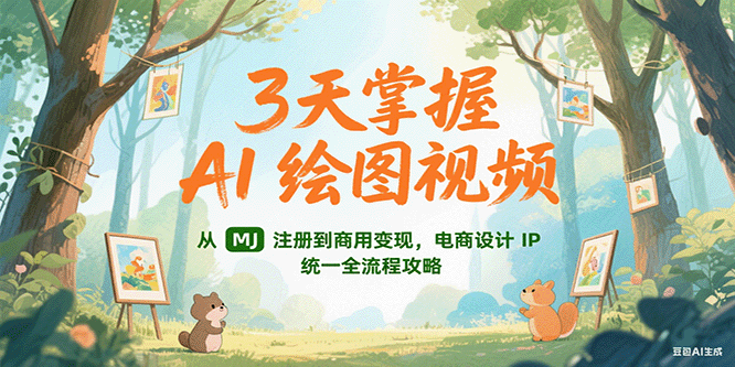 3天掌握AI绘图视频，从MJ 注册到商用变现，电商设计IP统一全流程攻略-精品虚拟资源库