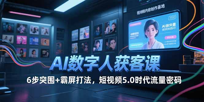 AI数字人获客课，6步突围+霸屏打法，短视频5.0时代流量密码-精品虚拟资源库