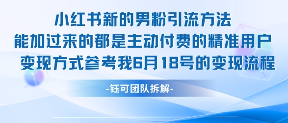 小红书全新男粉引流实操方法，日引流100多精准男粉-精品虚拟资源库