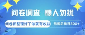 问卷调查，懒人勿扰，问卷都整理好了单价不等，做就有收益，熟练后单日3张【揭秘】-精品虚拟资源库