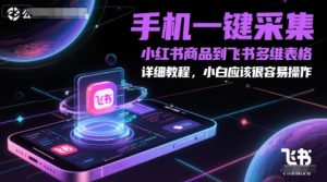 手机一键采集小红书商品到飞书多维表格，详细教程，小白应该很容易操作-精品虚拟资源库