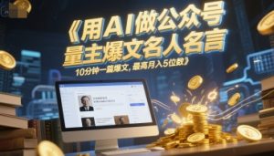 用AI做公众号流量主爆文名人名言,10分钟一篇爆文,最高月入5位数-精品虚拟资源库