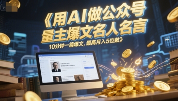 用AI做公众号流量主爆文名人名言，10分钟一篇爆文，最高月入5位数-精品虚拟资源库