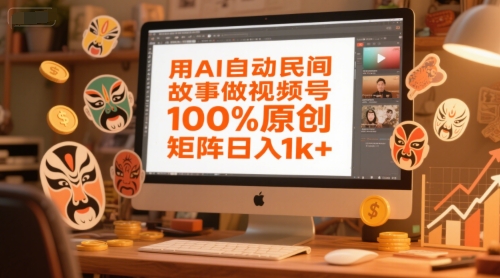 用AI自动民间故事做视频号，100%原创，矩阵日入1k+-精品虚拟资源库