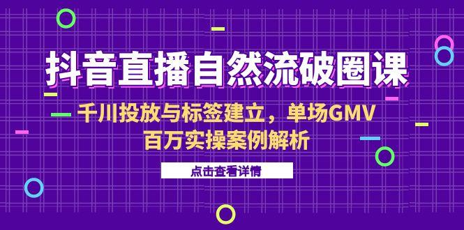 抖音直播自然流破圈课-6月，千川投放与标签建立，单场GMV百万实操案例解析-精品虚拟资源库