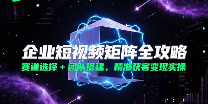 企业短视频矩阵全攻略，赛道选择+团队搭建，精准获客变现实操-精品虚拟资源库