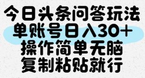 今日头条问答玩法，单账号日入30+，操作简单无脑复制粘贴就行-精品虚拟资源库