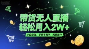 带货无人直播，轻松月入2W+，小白必做，手把手教学，无脑操作(附学习资料)-精品虚拟资源库