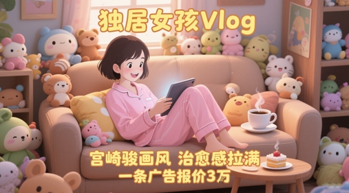 单个账号涨粉71W！用AI制作独居女孩Vlog，宫崎骏画风，治愈感拉满，一条广告报价3W-精品虚拟资源库