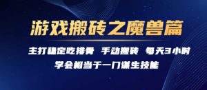 游戏搬砖之魔兽篇，稳定吃排骨每天3小时【揭秘】-精品虚拟资源库