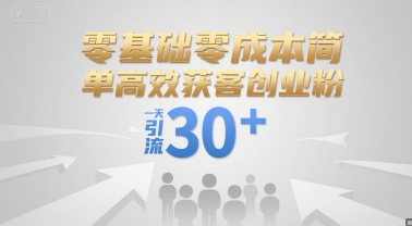 零基础零成本简单高效获客创业粉，一天引流30+-精品虚拟资源库