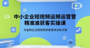 中小企业短视频运营精准获客实操课,可复制企业短视频获客落地训练方案-精品虚拟资源库