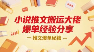 小说推文搬运大佬爆单经验分享，推文爆单秘籍-精品虚拟资源库