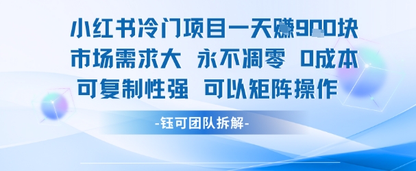 小红书冷门项目一天收益9张，市场需求大，0成本，可复制性强可以矩阵操作-精品虚拟资源库