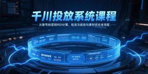 千川投放系统课程,从账号标签到ROI计算,包含冷启动与素材优化全流程-精品虚拟资源库