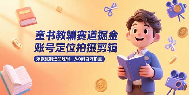 童书教辅赛道掘金，账号定位拍摄剪辑，爆款复制选品逻辑，从0到百万销量-精品虚拟资源库