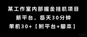 某工作室内部掘金挂G项目，新平台，每天30分钟，单机30+【揭秘】-精品虚拟资源库