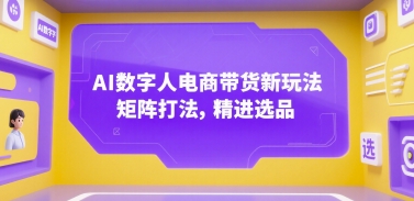 AI数字人电商带货新玩法，矩阵打法，精进选品-精品虚拟资源库
