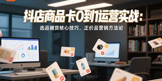 抖店商品卡0到1运营实战：选品铺货核心技巧，正价品营销方法论-精品虚拟资源库