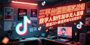 三平台短视频实战课，数字人制作加半无人直播，覆盖20+赛道剪辑与运营技巧-精品虚拟资源库